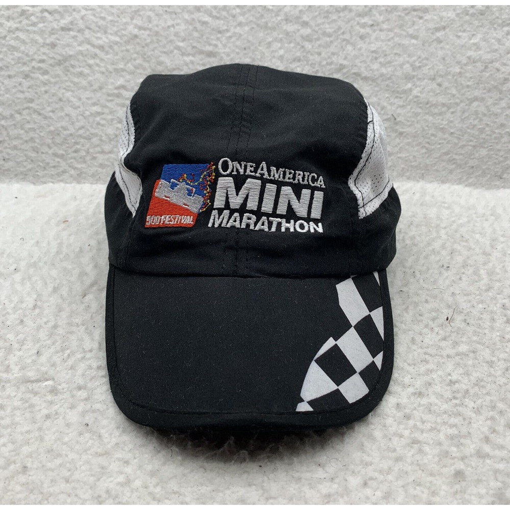 Indi 500 Running Hat Mens OSFM Mini Marathon Indianapoliis Black White‎ Athletic